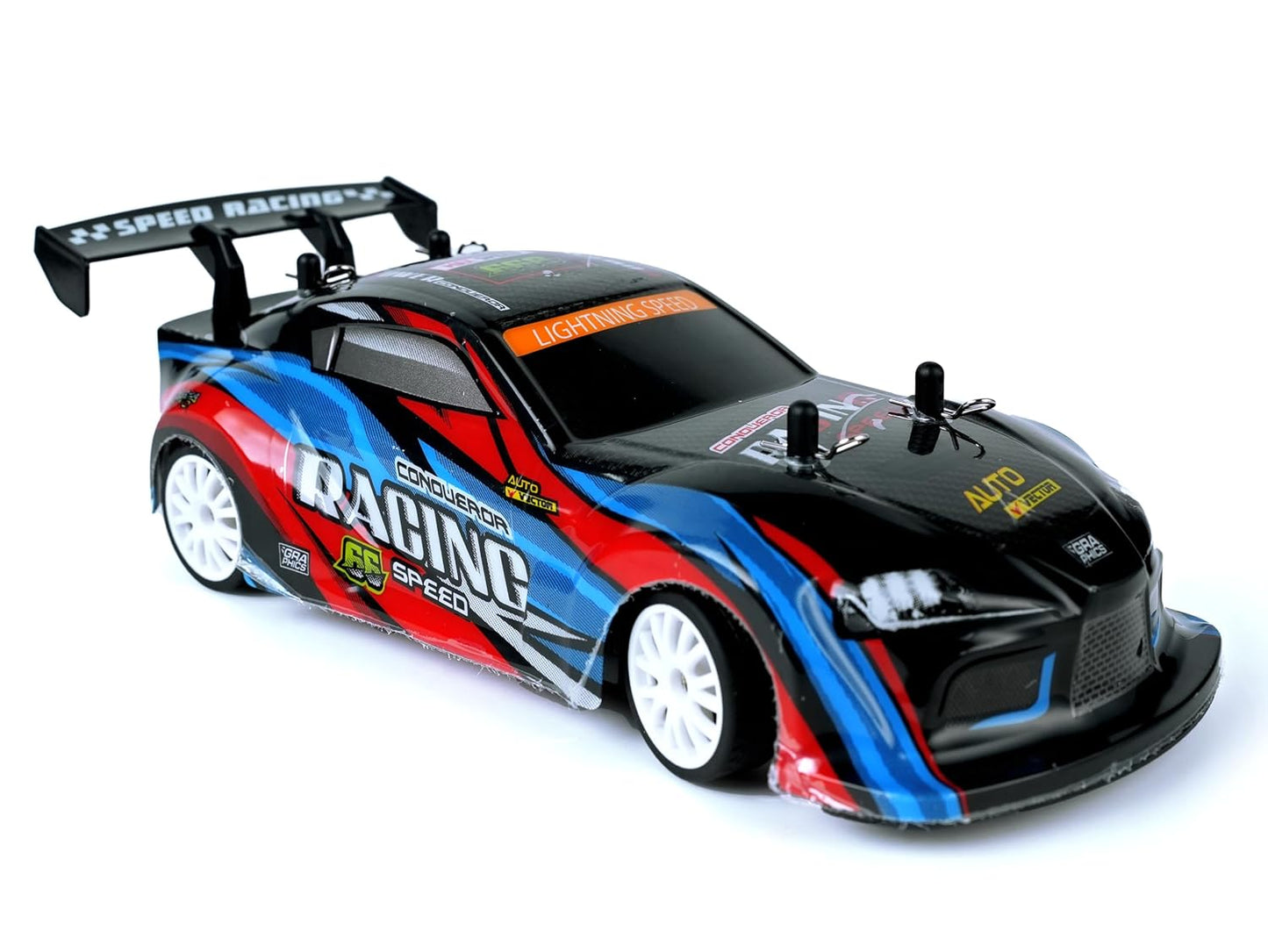Racing Conqueror 1:16 Scale RC Drift Car – 2.4GHz 4WD High-Speed Remote Control Car with LED Lights, Dual Tires & Rechargeable Battery