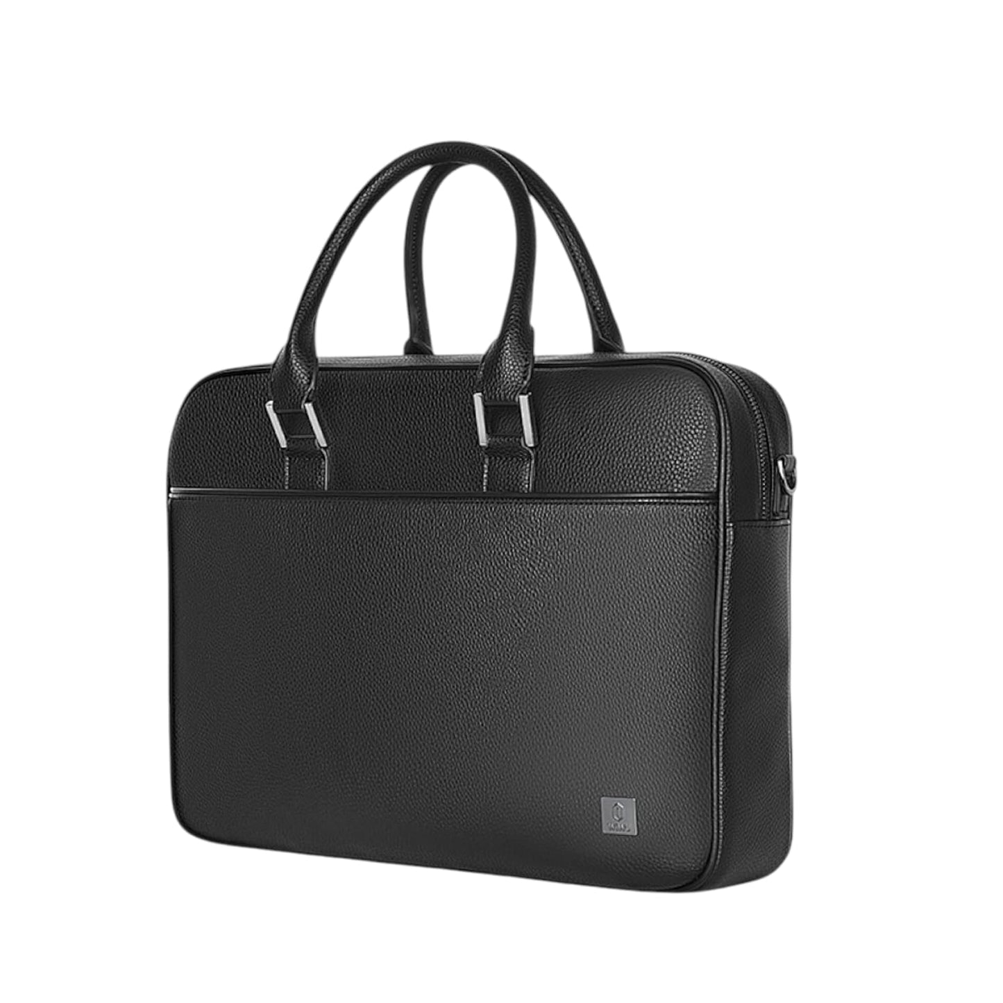 WIWU Waterproof Fingerprint Lock Leather Briefcase, Black,16 inch Laptop bag