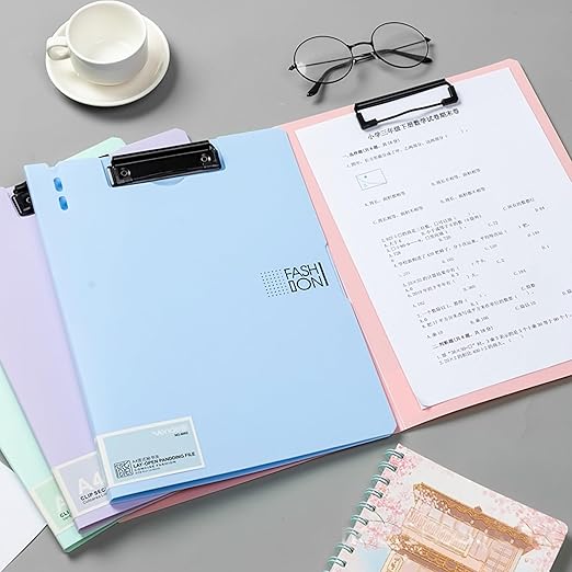 Open Pandding Files A4 Size Sheet Hard Front and Back, Hazy Blue Colour Document Organizer for School, Home & Office