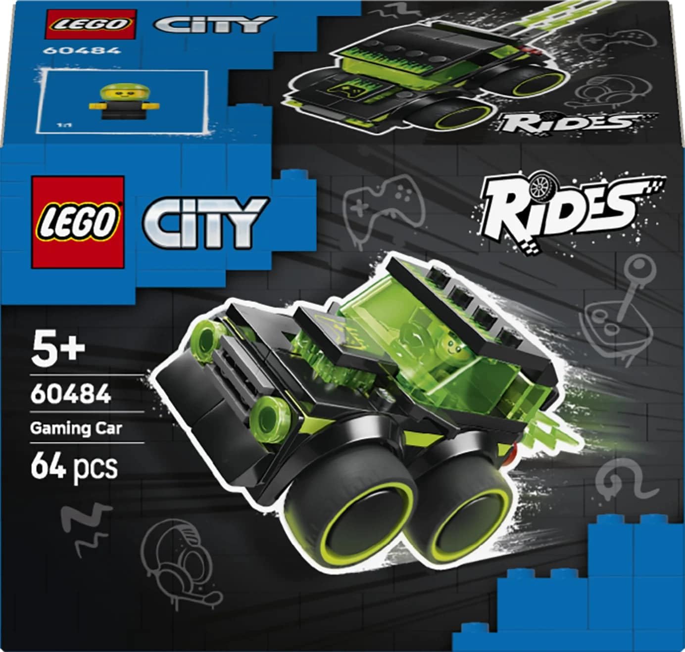 LEGO City Rides – Gaming Race Car - Model Car Kit - Race Toy with Driver Minifigure - 60484