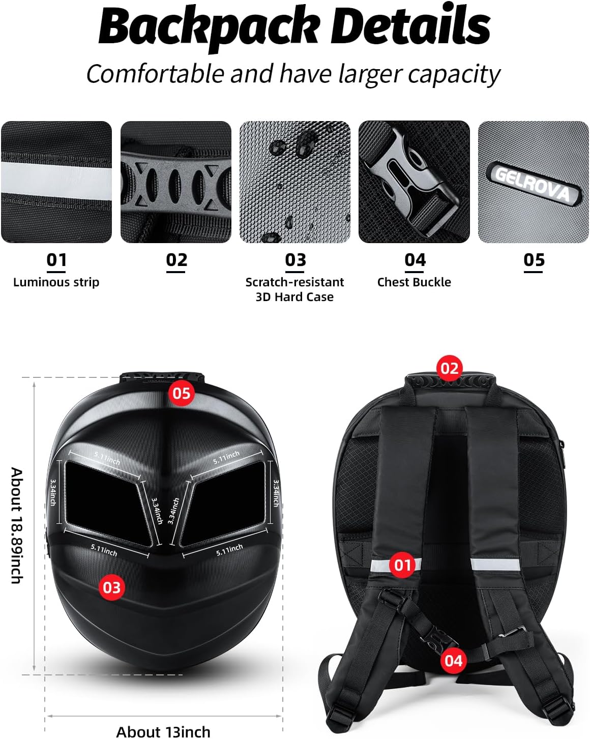 Black Knight LED Motorcycle Backpack | Waterproof & Customizable Laptop Bag