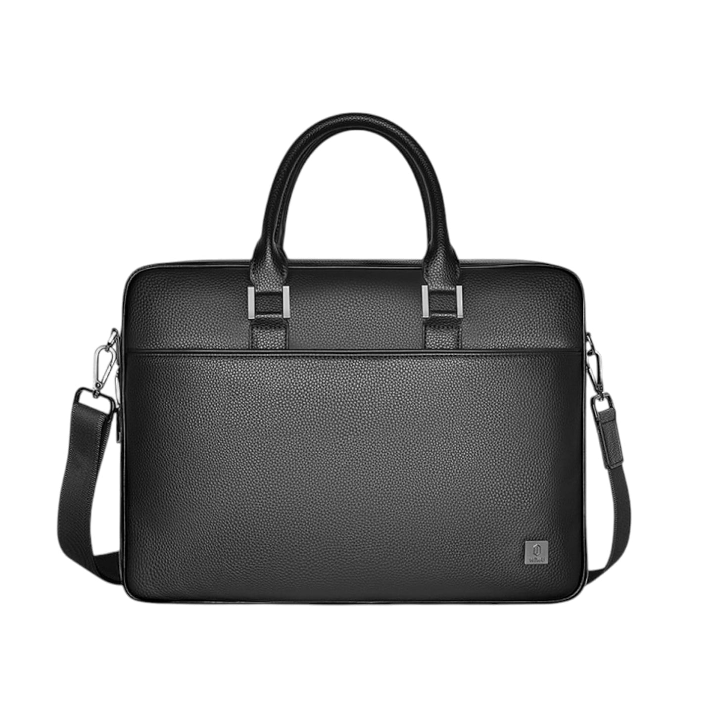 WIWU Waterproof Fingerprint Lock Leather Briefcase, Black,16 inch Laptop bag