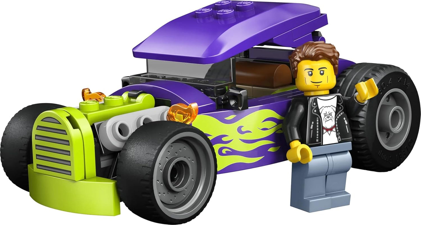 LEGO City Hot Rod Race Car Toy - Classic Car Building Kit with Driver Minifigure - 60485
