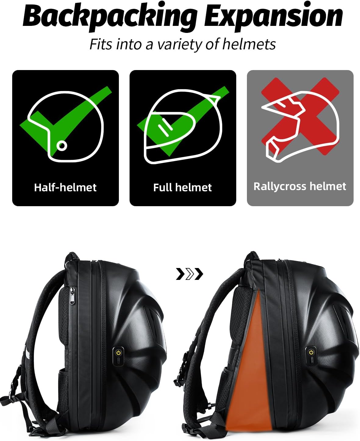 Black Knight LED Motorcycle Backpack | Waterproof & Customizable Laptop Bag