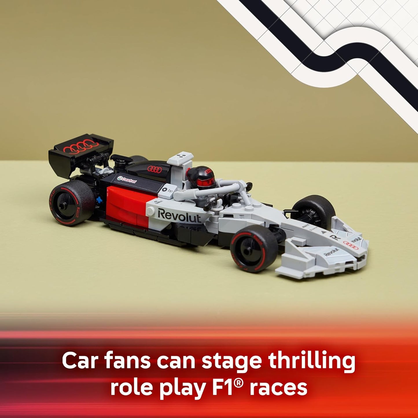 LEGO Speed Champions Audi Revolut F1 Team R26 Race Car Toy - Building Sets for Boys & Girls, Ages 10+ - F1 Car Kit for Display or Play - Gift for Birthdays - 77259