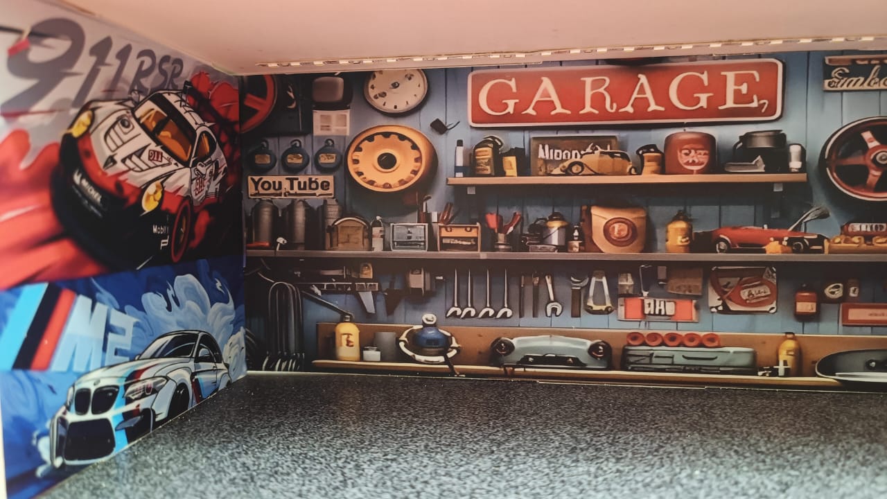 Car Garage Display Case with Door & LED Lights – Dustproof Storage