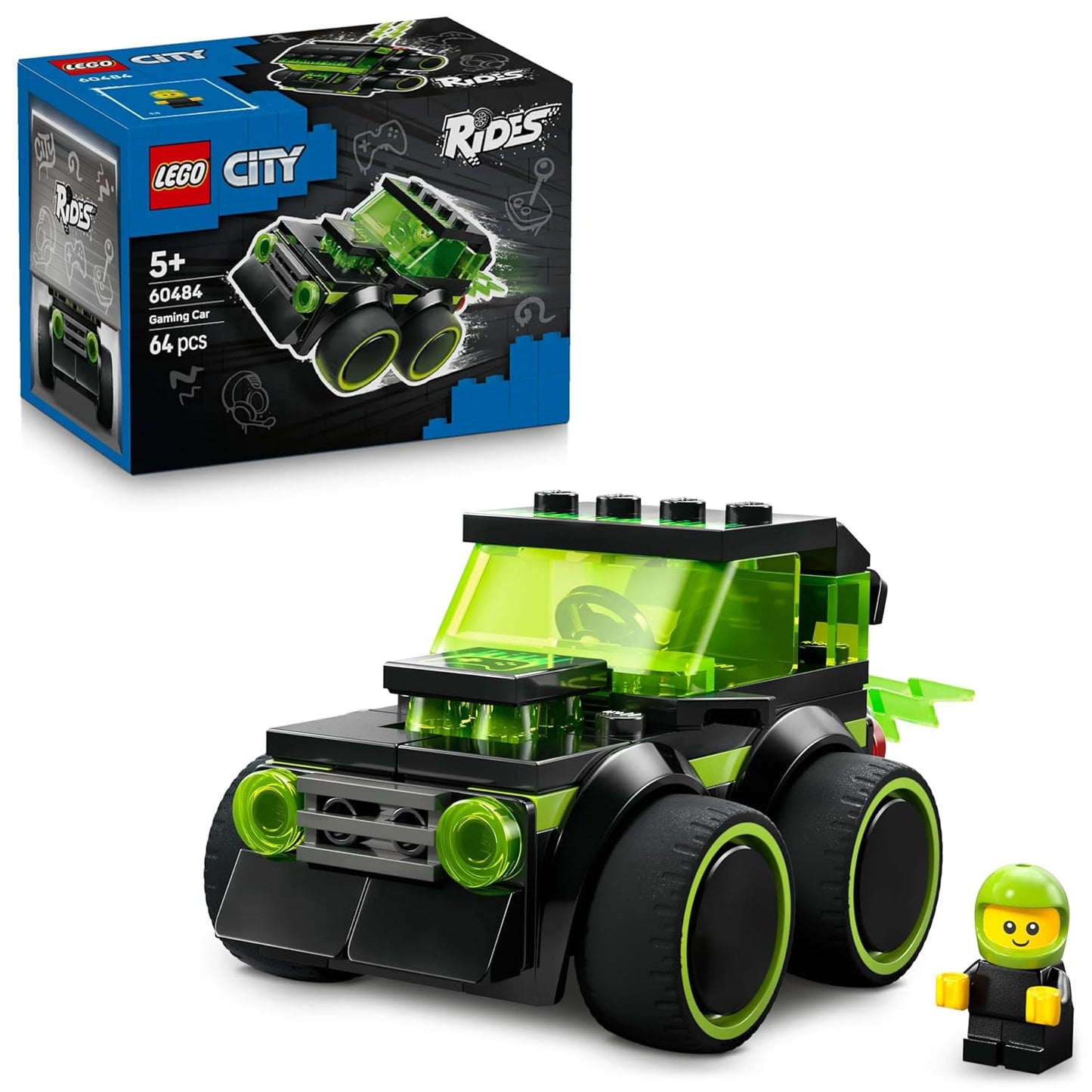 LEGO City Rides – Gaming Race Car - Model Car Kit - Race Toy with Driver Minifigure - 60484