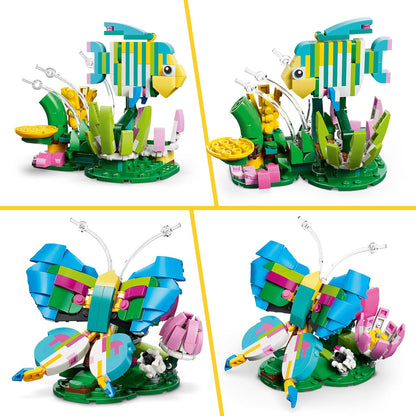 LEGO Creator 3 in 1 Wild Animals: Colorful Hummingbird - Rebuilds into a Butterfly or Fish - 31384