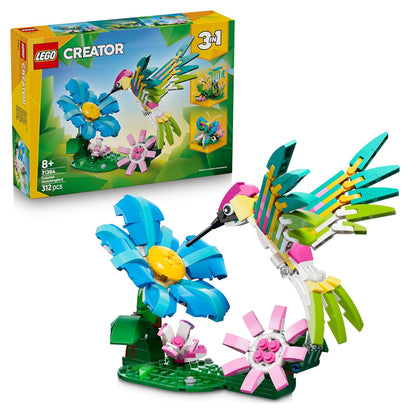 LEGO Creator 3 in 1 Wild Animals: Colorful Hummingbird - Rebuilds into a Butterfly or Fish - 31384