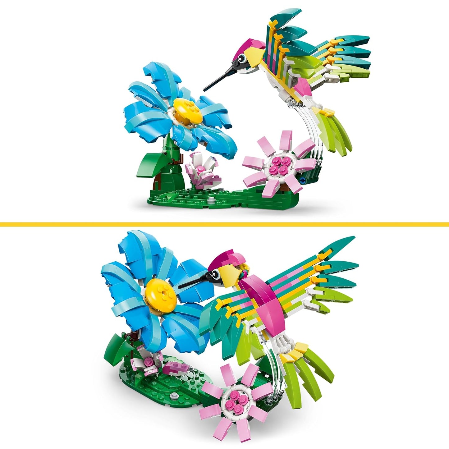 LEGO Creator 3 in 1 Wild Animals: Colorful Hummingbird - Rebuilds into a Butterfly or Fish - 31384