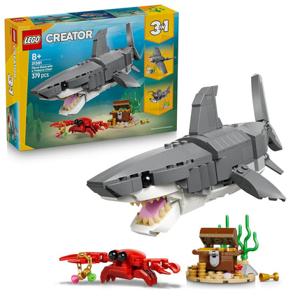 LEGO Creator Fierce Shark with a Treasure Chest Toy - Rebuilds into Anglerfish or Manta Ray - 31381