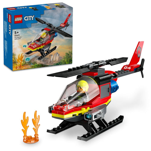 LEGO City Fire Rescue Helicopter Toy with Pilot Minifigure 60411