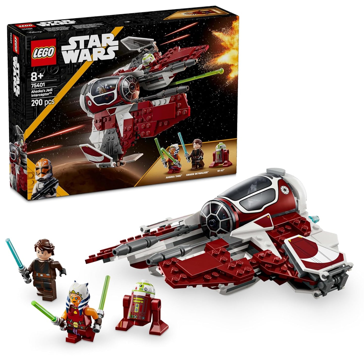 LEGO Star Wars Ahsoka’s Jedi Interceptor Starfighter Building Toy 75401 Building Blocks Toys for 8+ Gift for Boys and Girls
