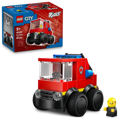 LEGO City Rides – Fire Truck - Mini Car Toy Building Kit with Firefighter Minifigure - 60482