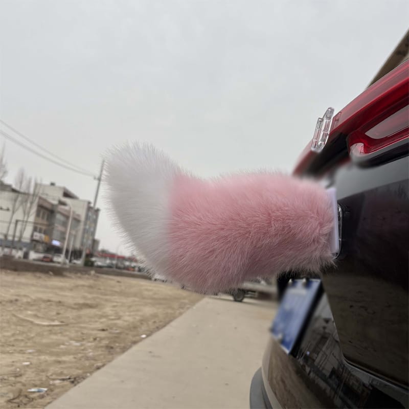 Cute Moving Cat Tail Decor – Multi-Purpose Snap-On Faux Fur Wagging Tail for Scooters, Bikes, Helmets, Cars