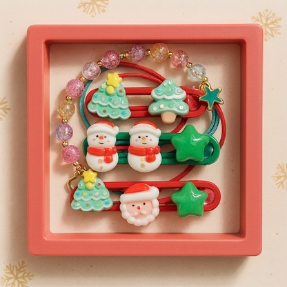 Christmas Spirit Gift Combo – Jesus Crystal Frame + Girls Christmas Hair Set + Floating Snow Block