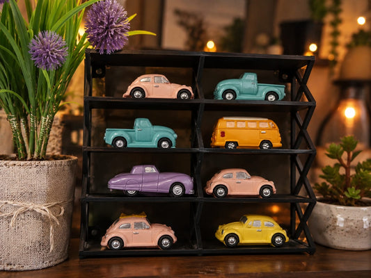 10-Piece Die-Cast Car Collection with Wall Display Stand