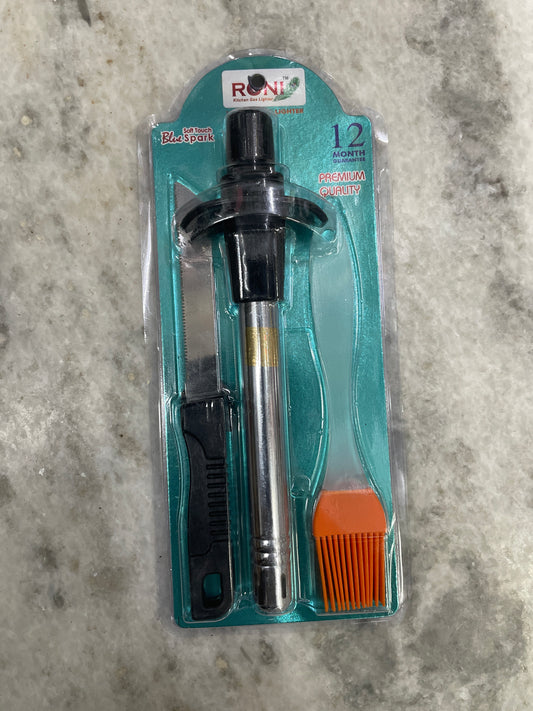 Roni Premium Kitchen Gas Lighter Set – with Knife, Silicone Brush & Guarantee