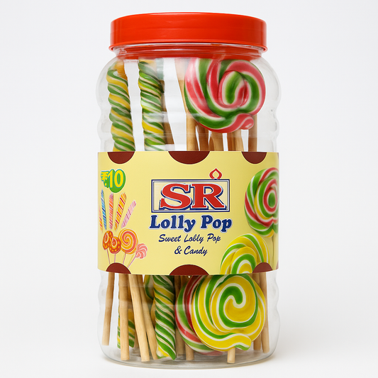 Swirl Lollipop & Candy Jar – Assorted ₹10 Lollies