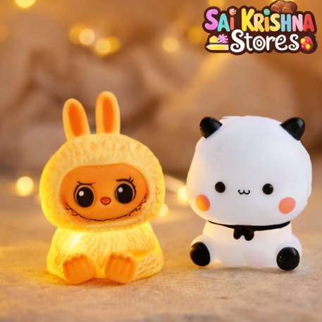 Cute Mini Soft Toy Night Lamps – Assorted Animal LED Lights (Pack of 10) Warm Glow | Kids Room | Gifting | Bedroom Décor