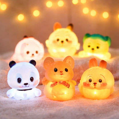 Cute Mini Soft Toy Night Lamps – Assorted Animal LED Lights (Pack of 10) Warm Glow | Kids Room | Gifting | Bedroom Décor
