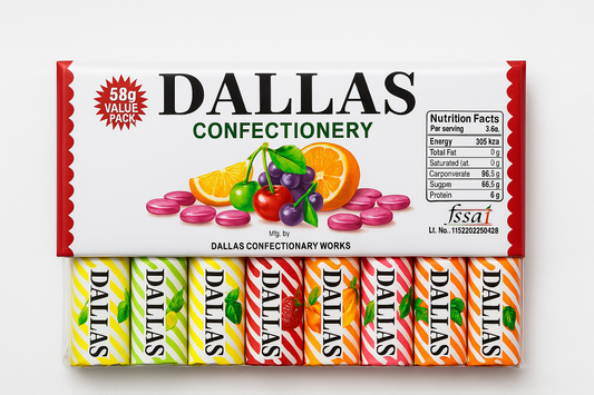 Dallas Poppins Fruit Flavored Candy Rolls – Value Pack (58g, Assorted Flavors)