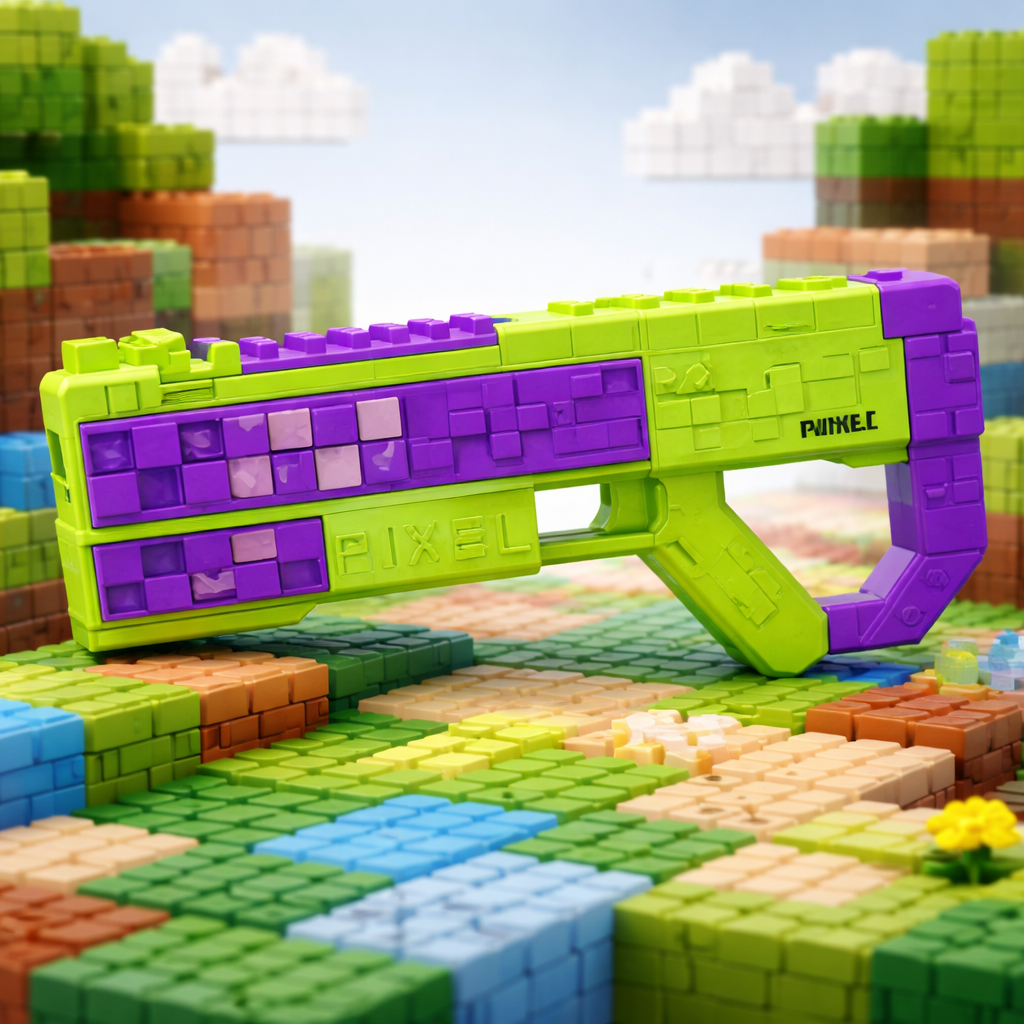 Building Block Pixel Bubble Gun- Kids Automated Bubble Gun