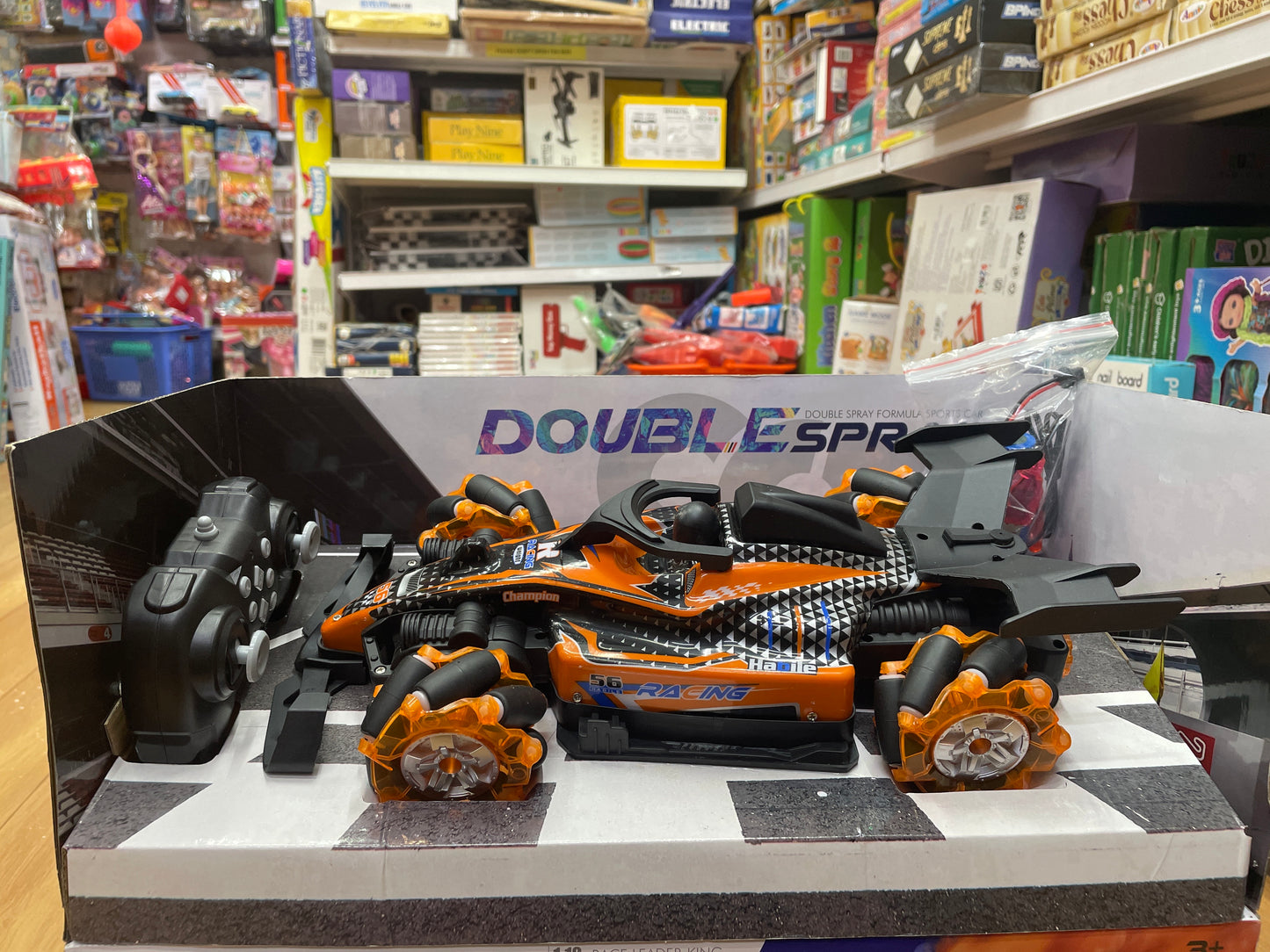 Double Spray Racing Car – Remote Control RC Stunt Car with LED Lights & Drift Wheels RC CAR