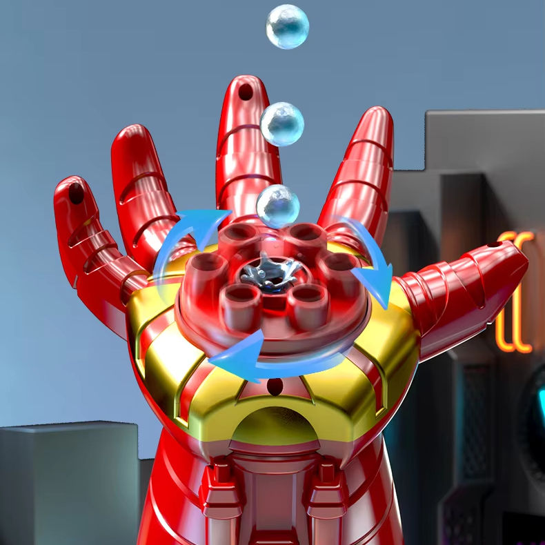 Superhero Repulsor Arm Blaster Toy Rechargeable Wearable Electric Arm with LED Lights, Bubble & Gel Ball Action for Kids