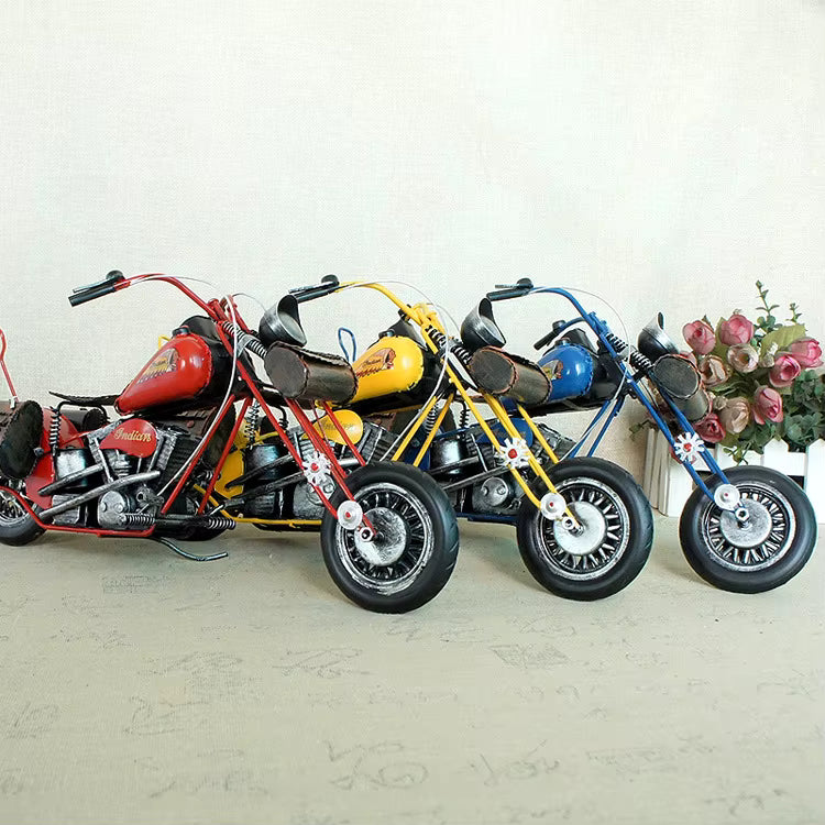Vintage Metal Motorcycle Sculpture – Handmade Collectible Showpiece (Assorted)