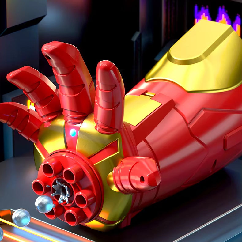 Superhero Repulsor Arm Blaster Toy Rechargeable Wearable Electric Arm with LED Lights, Bubble & Gel Ball Action for Kids