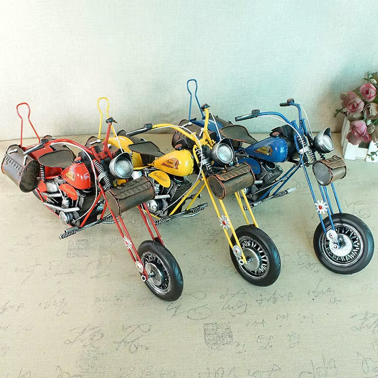 Vintage Metal Motorcycle Sculpture – Handmade Collectible Showpiece (Assorted)
