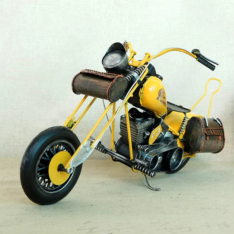 Vintage Metal Motorcycle Sculpture – Handmade Collectible Showpiece (Assorted)