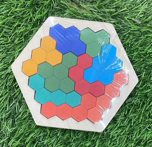 Colorful Wooden Hexagon Puzzle