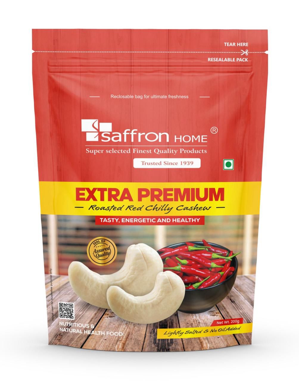 Saffron Home Extra Premium Roasted Red Chilly Cashew