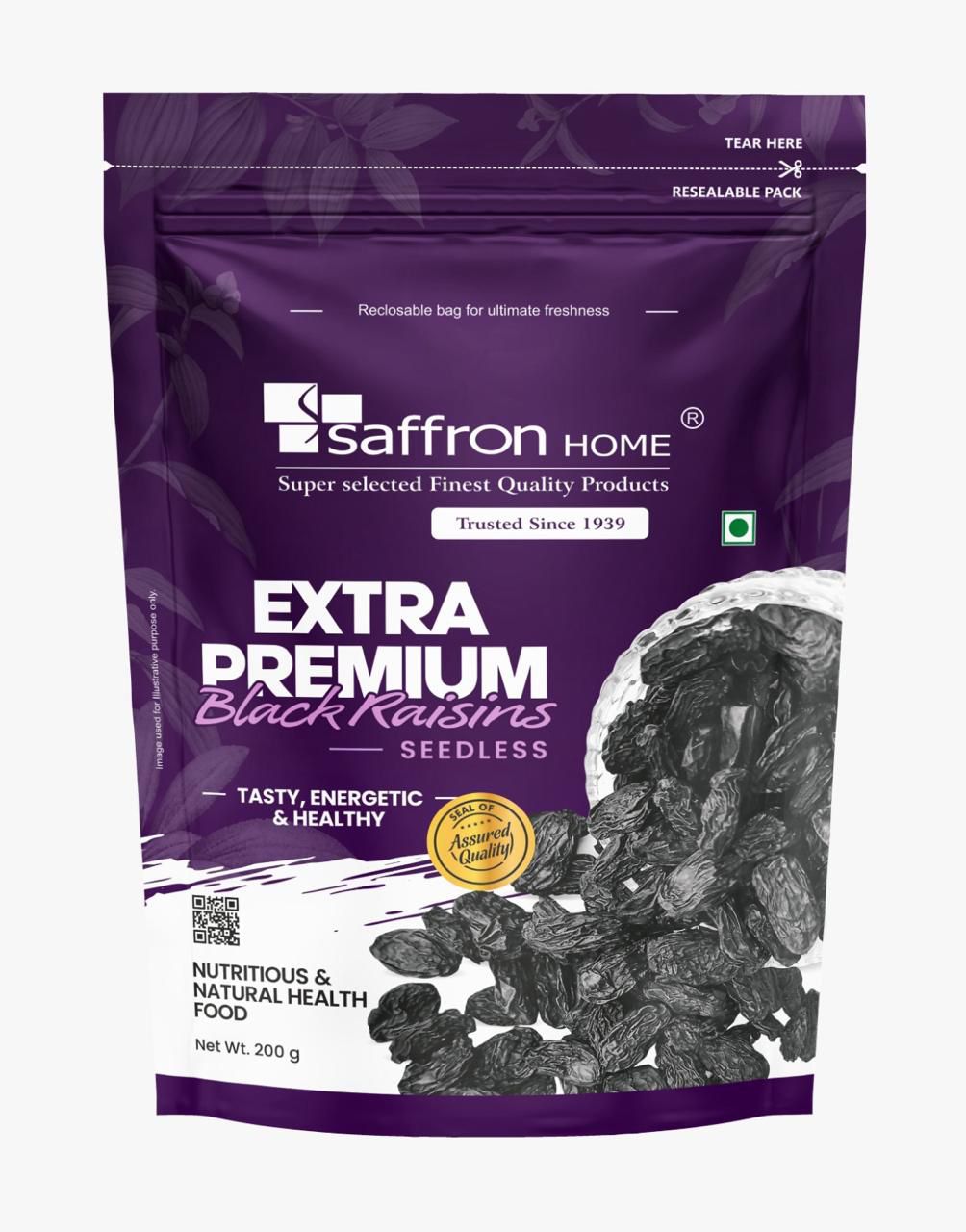 Saffron Home Extra Premium Black Raisins Seedless