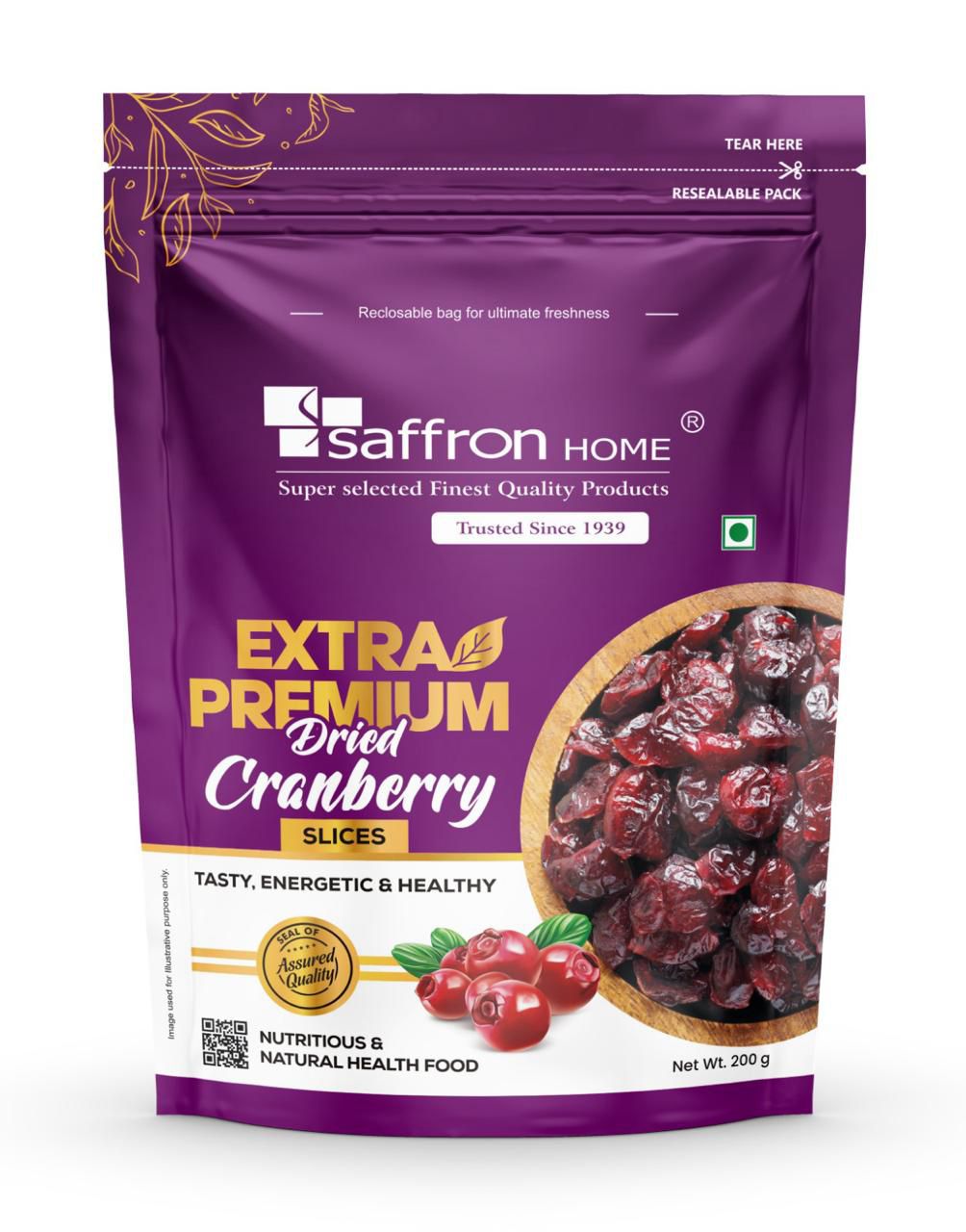 Saffron Home Extra Premium Dried Cranberry Slices