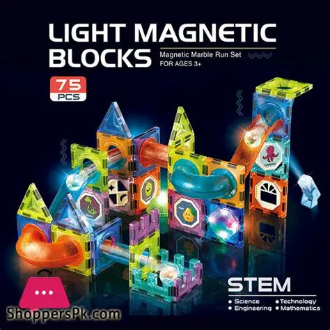 Light Magnetic Blocks - ,3D Clear Educational STEM Building Toys, Magnetic Marble Run Blocks