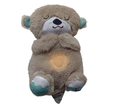 Sleep Breathing Teddy Bear Soft Toy with Light Sound