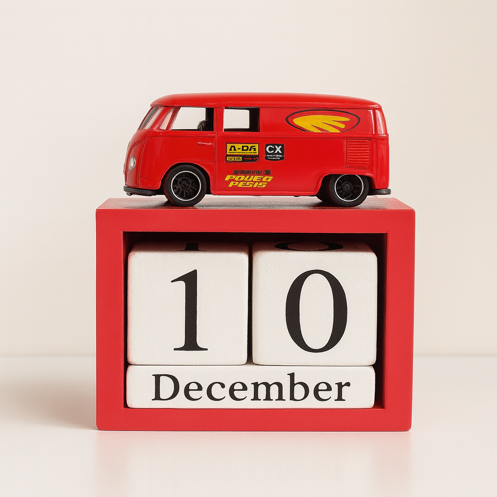 Retro Toy Car Wooden Perpetual Calendar – Desk & Home Décor (Multiple Variants)