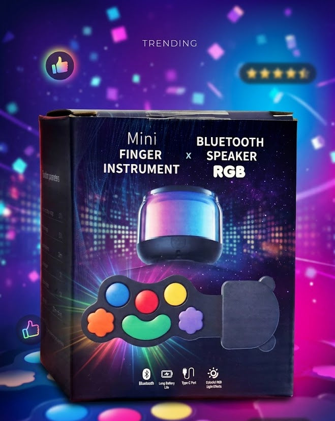 🎵 Mini Finger Instrument X RGB Bluetooth Speaker: Play the Beats, Feel the Lights!