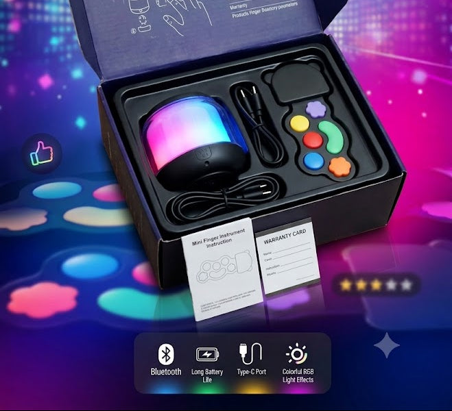 🎵 Mini Finger Instrument X RGB Bluetooth Speaker: Play the Beats, Feel the Lights!