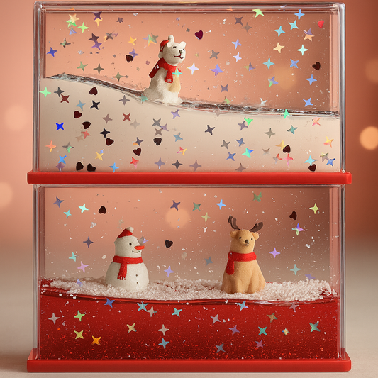 Floating Christmas Wonderland Liquid Motion Decor Pack of 2 (Red & White Set)