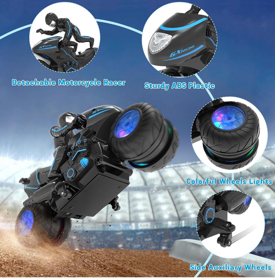 Remote Control Packer Motorcycle, Remote Control Motorcycle with RGB Wheels Lights - 360-deg ...
