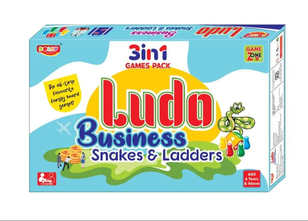 3-in-1 Games Pack: Ludo, Business, Snakes & Ladders