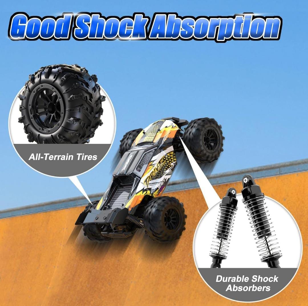 4WD Off-Road RC Car with Brushless Motor, 2.4Ghz Remote Control Monster Truck, LED Lights, Rechargeable Battery, Racing Buggy for Kids, Boys & Adults
