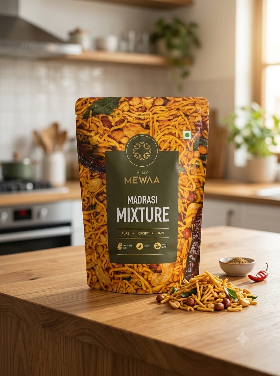Vijay Mewaa Spicy Madrasi Mixture – Crispy Traditional Namkeen with Premium Nuts