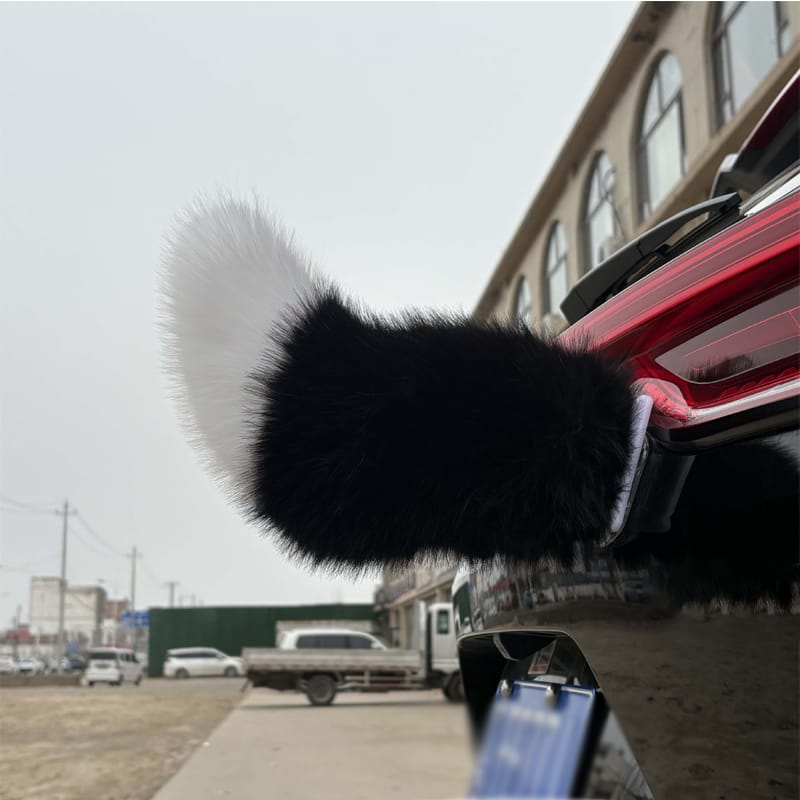 Cute Moving Cat Tail Decor – Multi-Purpose Snap-On Faux Fur Wagging Tail for Scooters, Bikes, Helmets, Cars