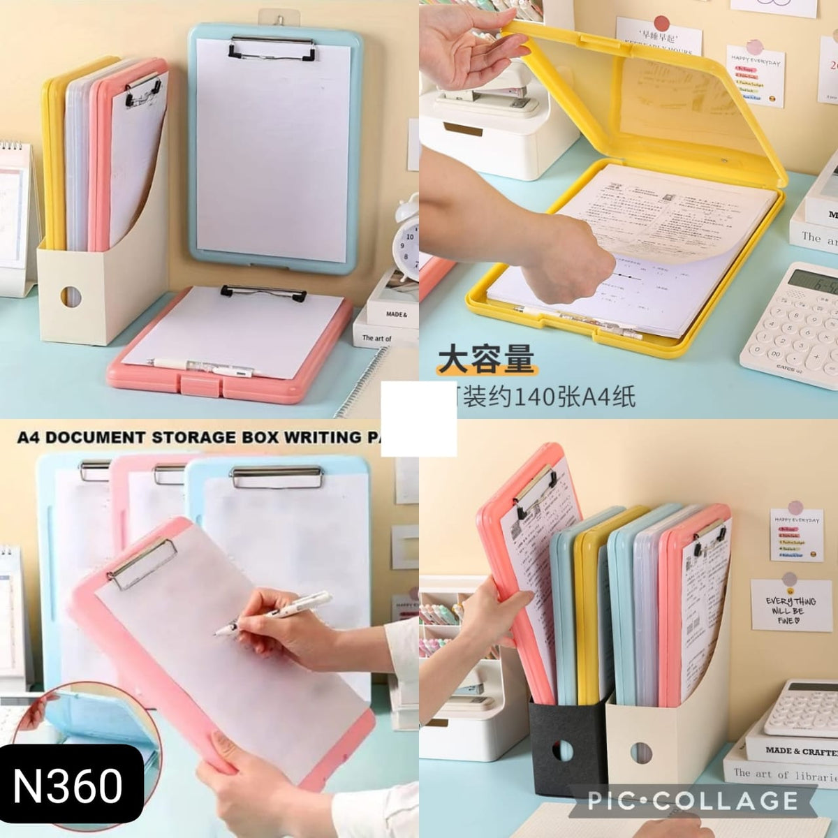 Open File A4 Open Pandding Files A4 Size Sheet Hard Front and Back, Hazy Blue Colou