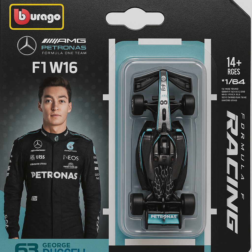 F1 Miniature Die-Cast Car Collection – Leclerc, Piastri, Russell & Verstappen | Official Bburago Display Pack